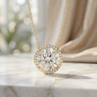 IGI Certified 4 Carat Round Lab Grown Diamond Statement Necklace Lab - ( E-VS1 ) - Rosec Jewels