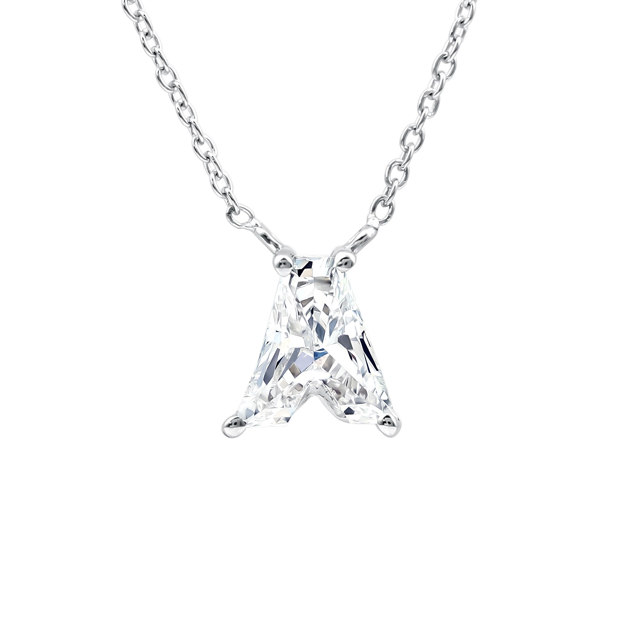 Rosec Jewels-Lab Grown Diamond Initial A Necklace 2 Carat