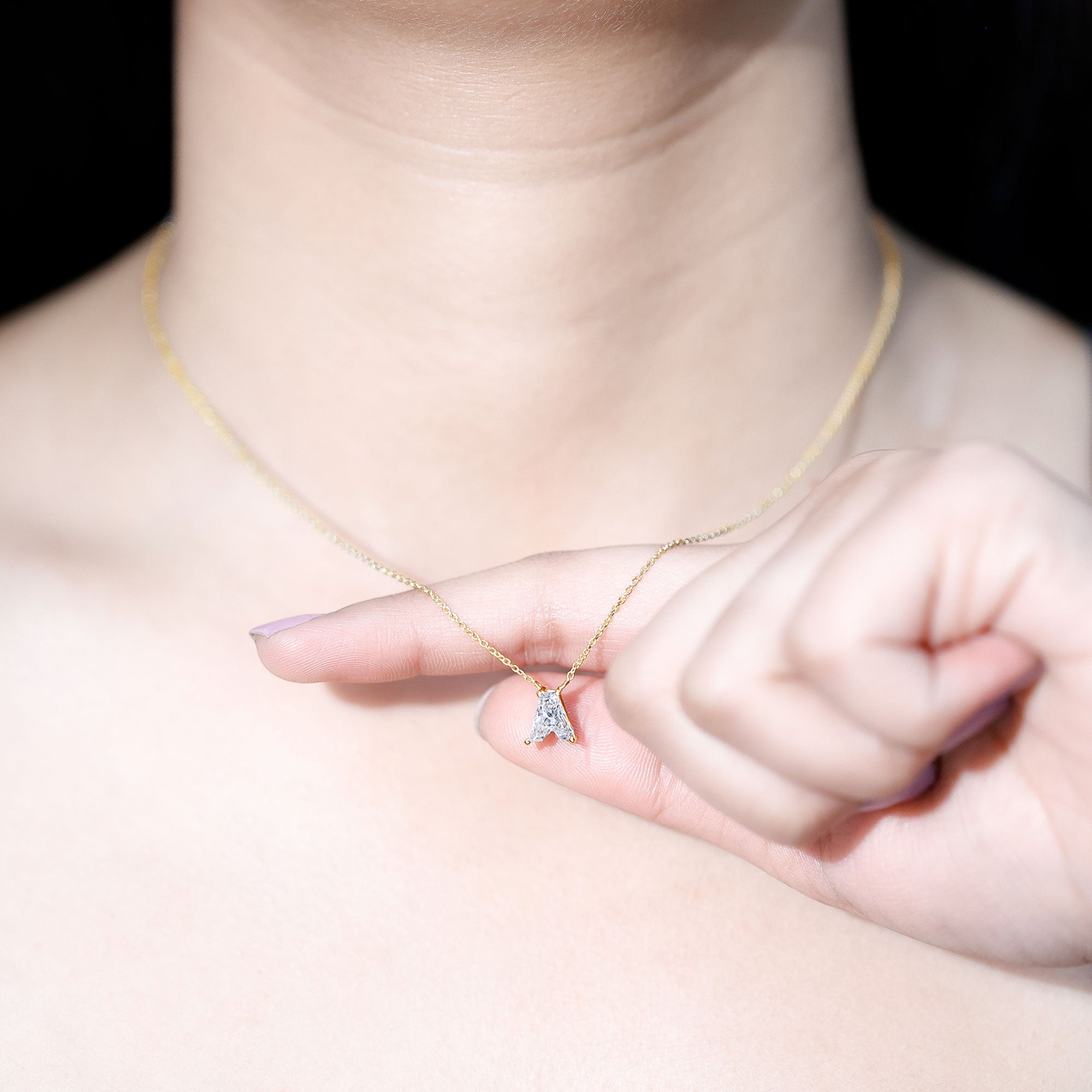 Rosec Jewels-Lab Grown Diamond Initial A Necklace 2 Carat