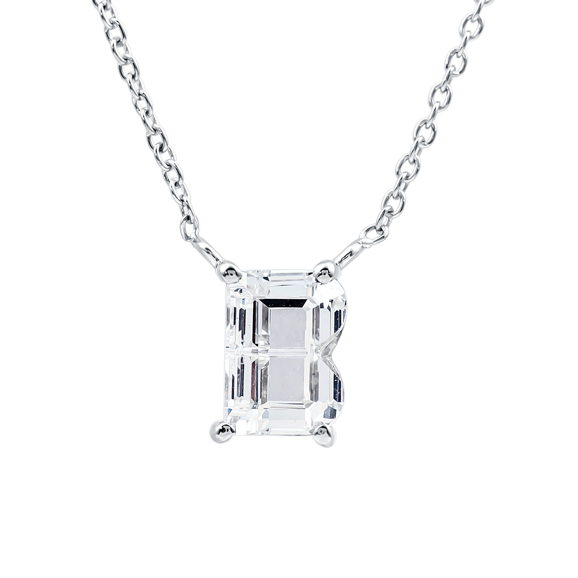 Rosec Jewels-2 Carat Initial B Necklace with Certified Lab Grown Diamond