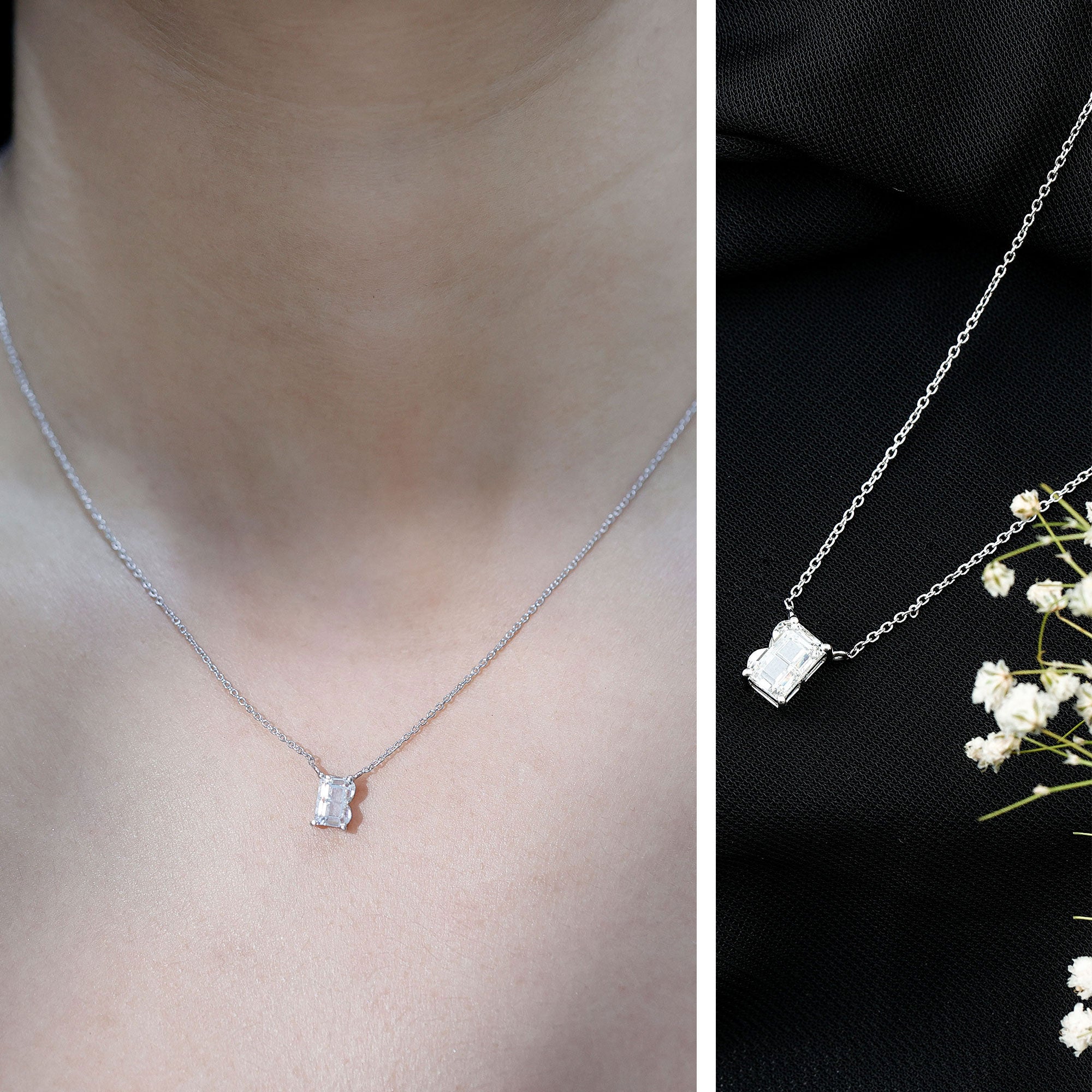 Rosec Jewels-2 Carat Initial B Necklace with Certified Lab Grown Diamond