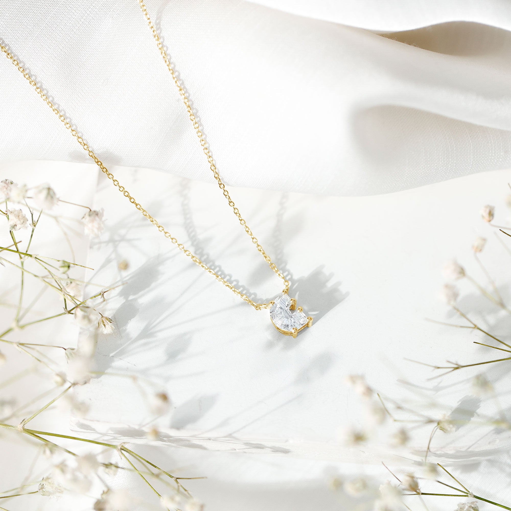 Rosec Jewels-Fancy Cut 2 Carat Lab Grown Diamond Letter C Necklace with Chain