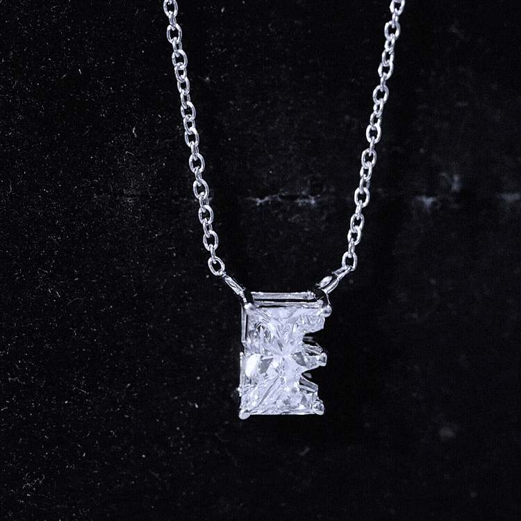 Rosec Jewels-2 Carat Lab Grown Diamond Letter E Necklace for Her