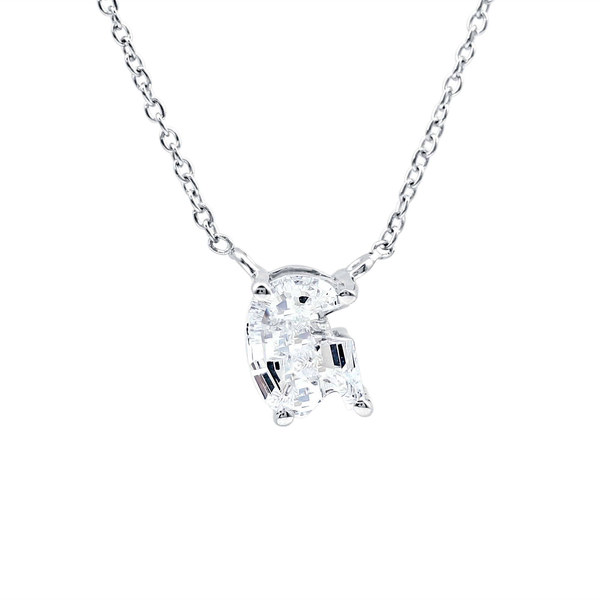 Rosec Jewels-Lab Grown Diamond 2 Carat G Initial Necklace for Women
