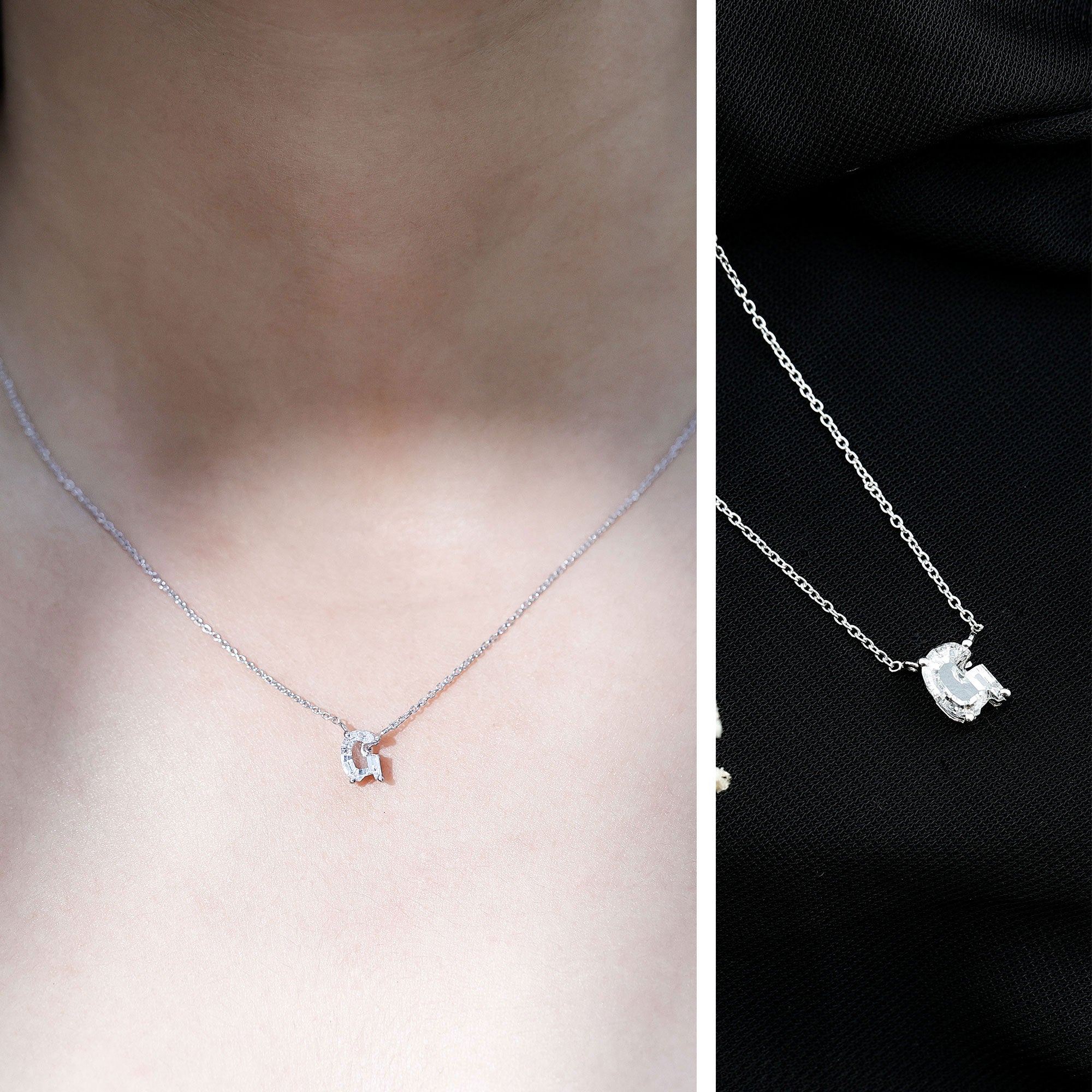 Rosec Jewels-Lab Grown Diamond 2 Carat G Initial Necklace for Women