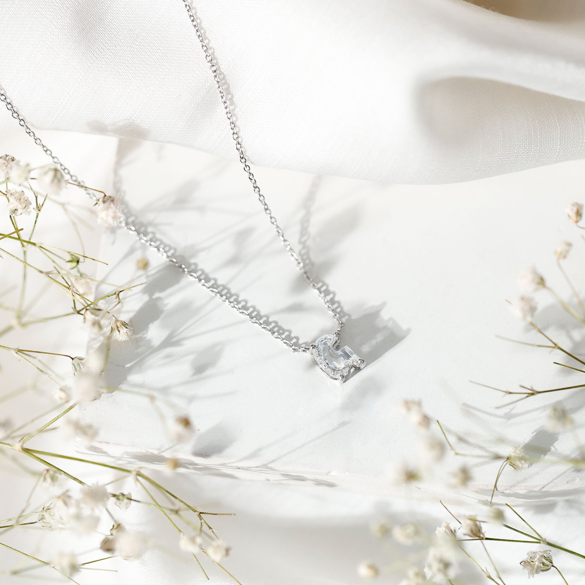 Rosec Jewels-Lab Grown Diamond 2 Carat G Initial Necklace for Women
