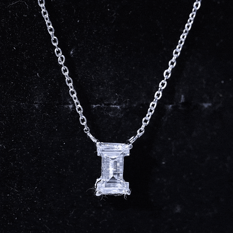 Rosec Jewels-Lab Grown 2 Carat Diamond Initial Necklace I with Certificate