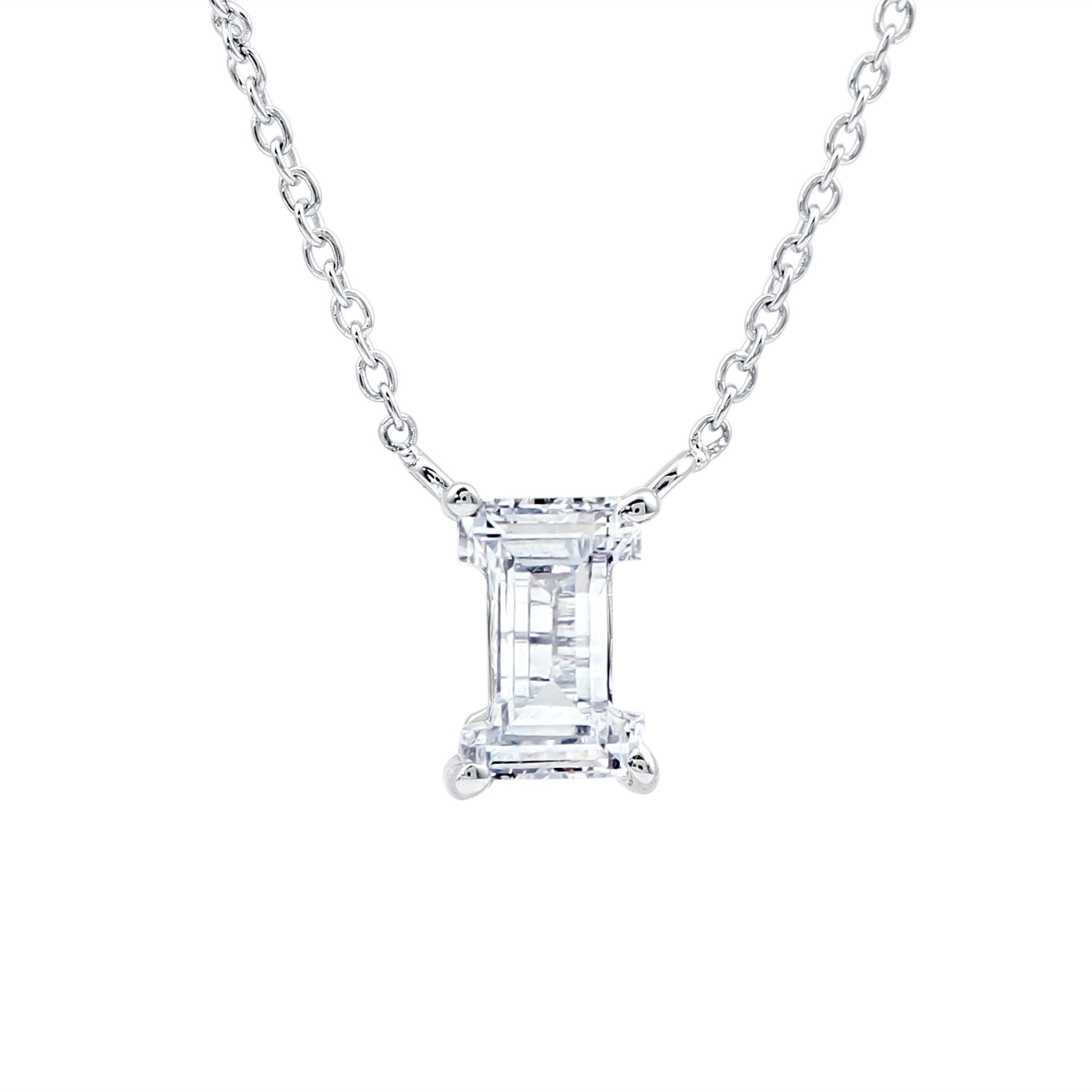 Rosec Jewels-Lab Grown 2 Carat Diamond Initial Necklace I with Certificate