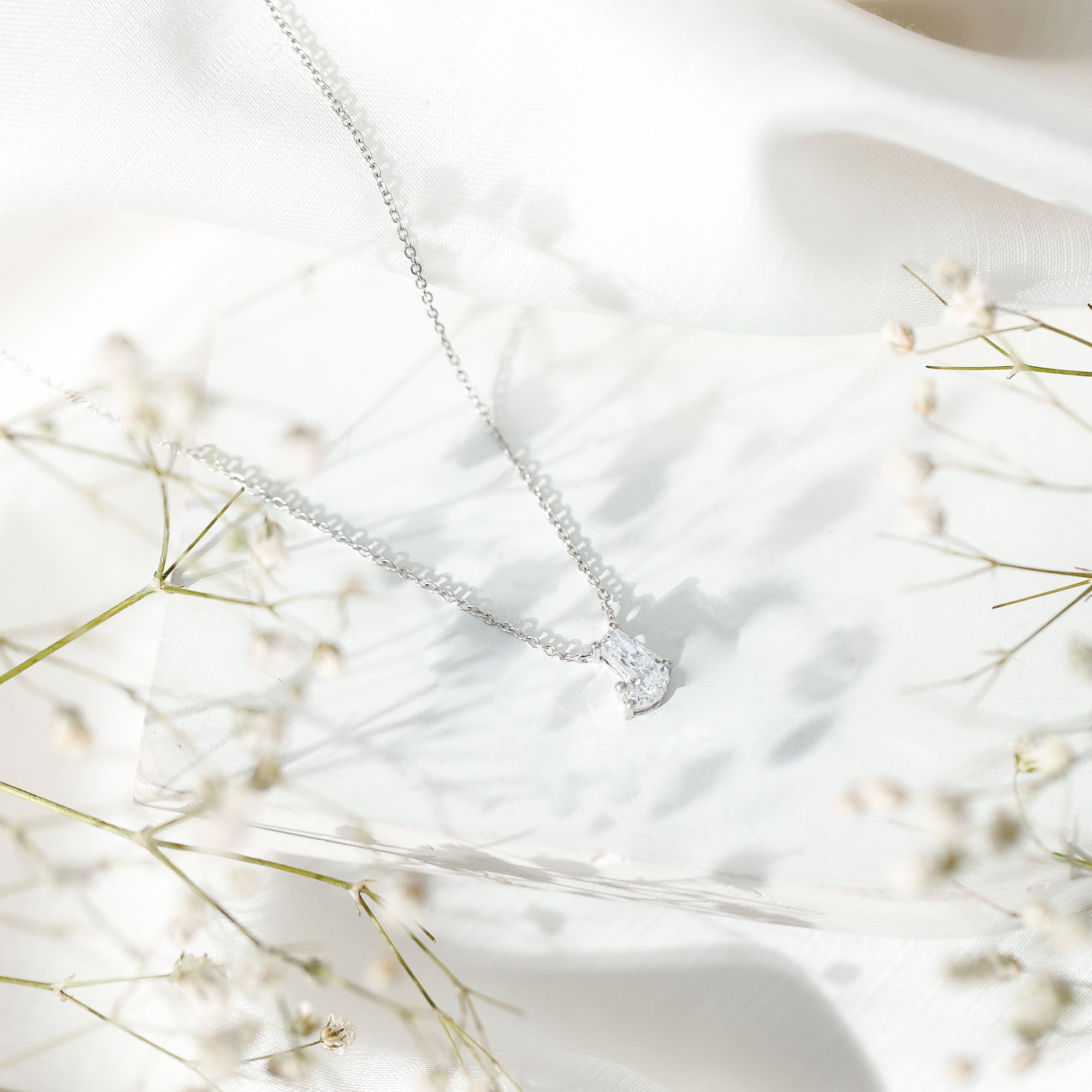 Rosec Jewels-Fancy Cut 2 Carat Lab Grown Diamond J Necklace for Women