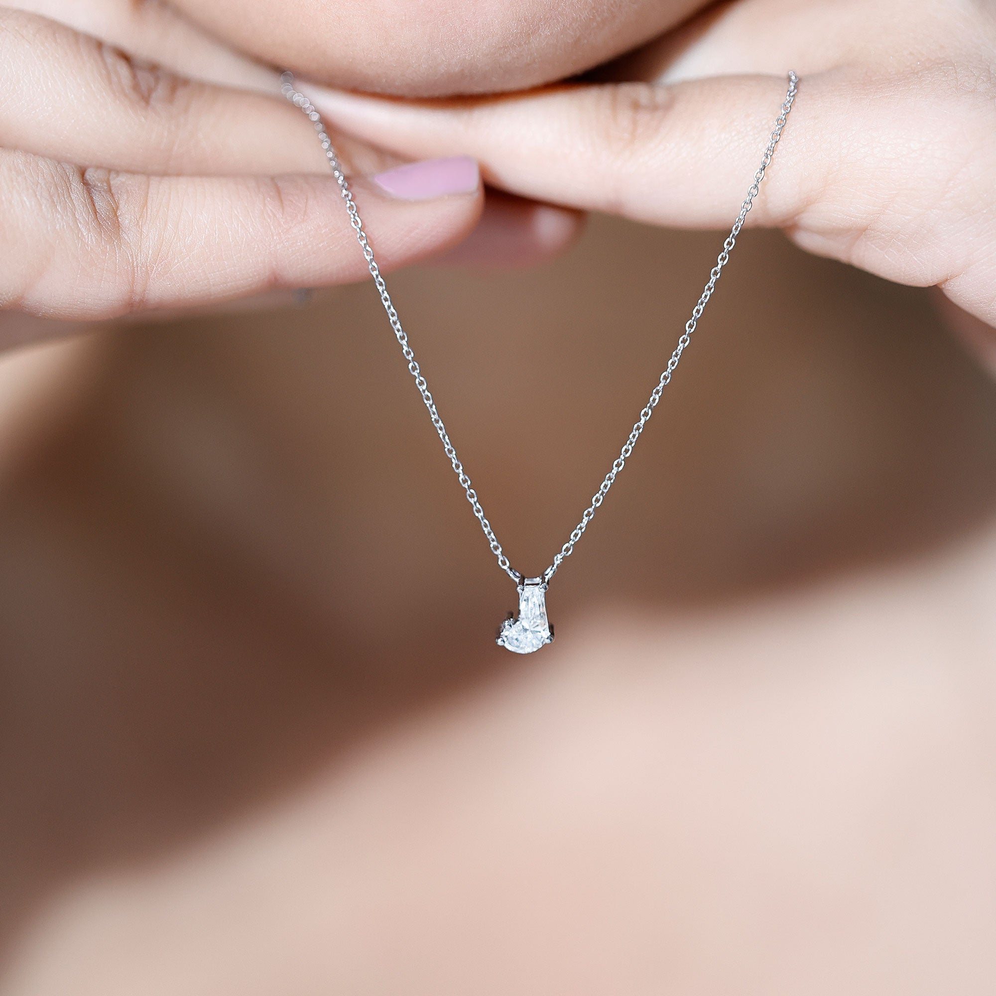 Rosec Jewels-Fancy Cut 2 Carat Lab Grown Diamond J Necklace for Women