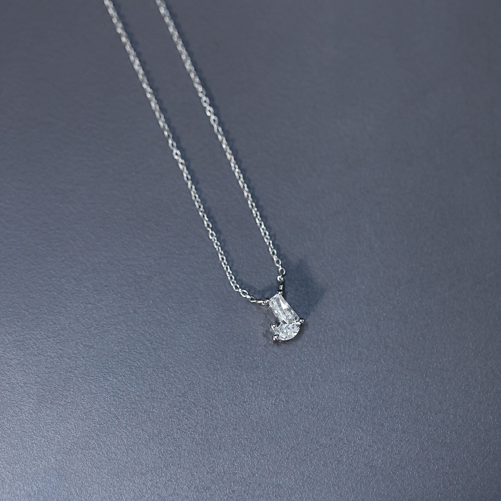 Rosec Jewels-Fancy Cut 2 Carat Lab Grown Diamond J Necklace for Women