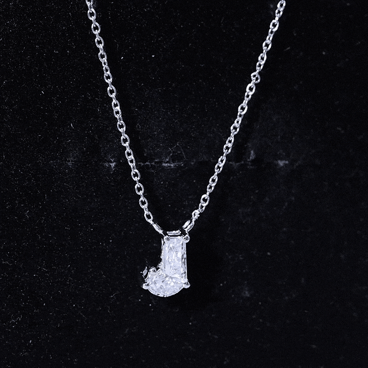 Rosec Jewels-Certified Fancy Cut Lab Grown Diamond Capital L Initial Necklace 2 Carat