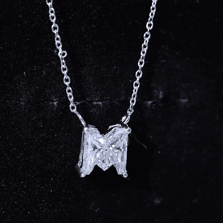 Rosec Jewels-2 Carat Lab Grown Diamond M Letter Necklace for Women