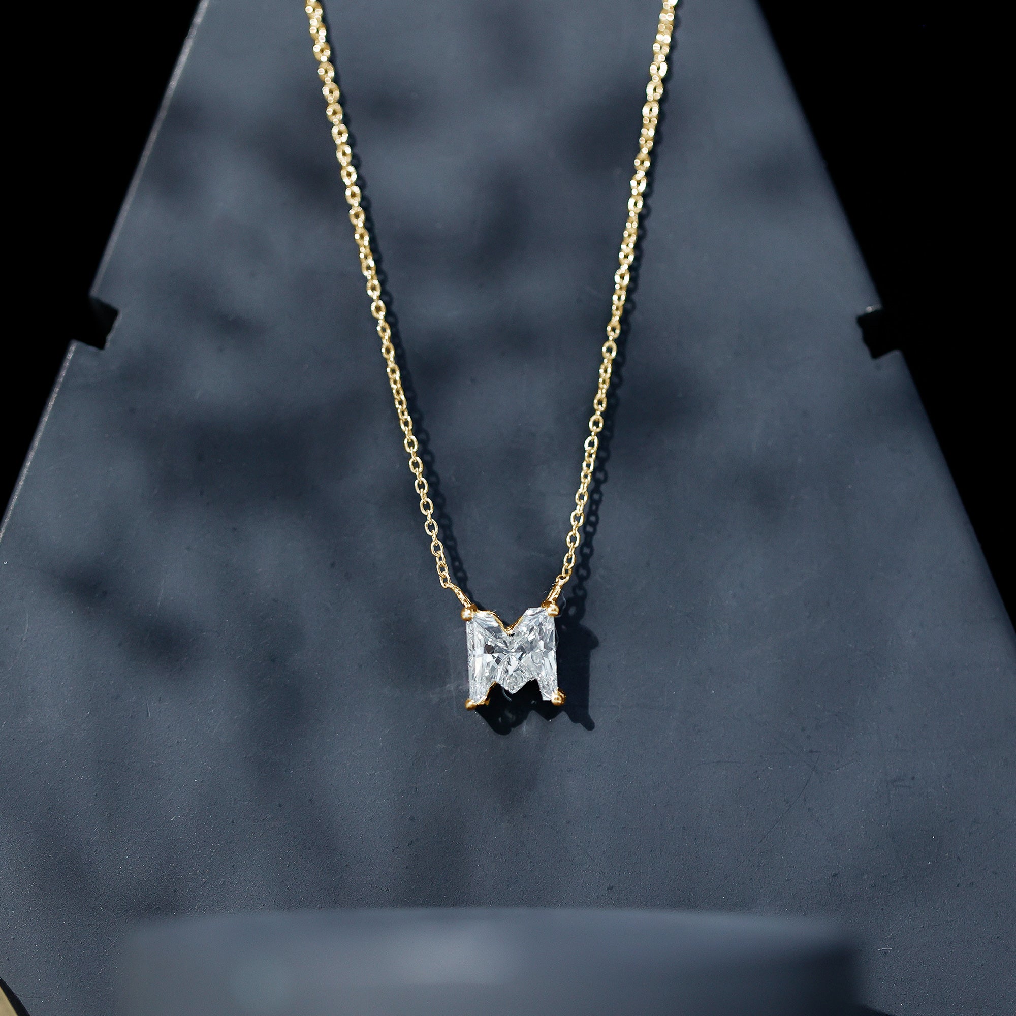 Rosec Jewels-2 Carat Lab Grown Diamond M Letter Necklace for Women