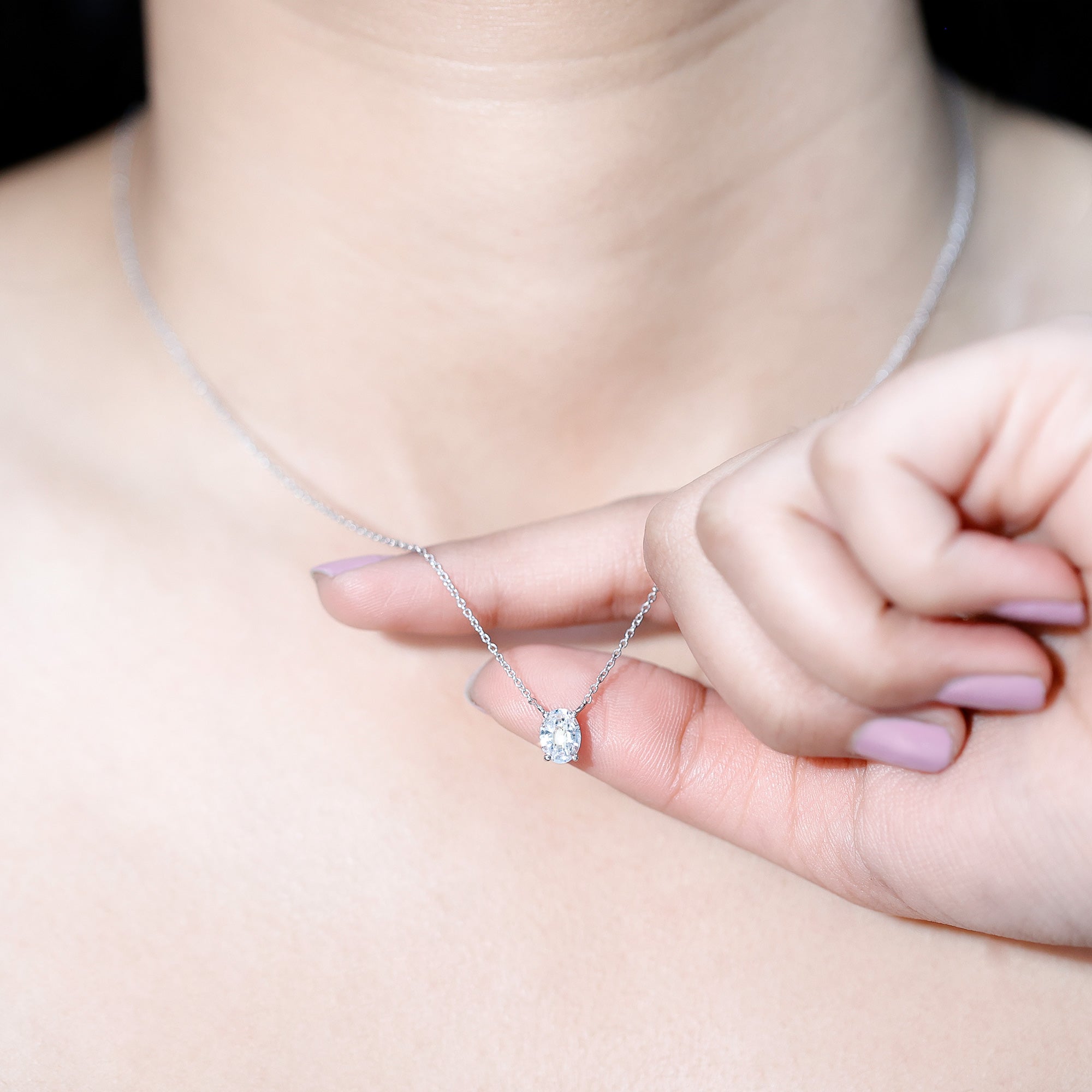 Rosec Jewels-Solitaire Lab Grown 2 Carat Diamond Initial O Necklace with Chain