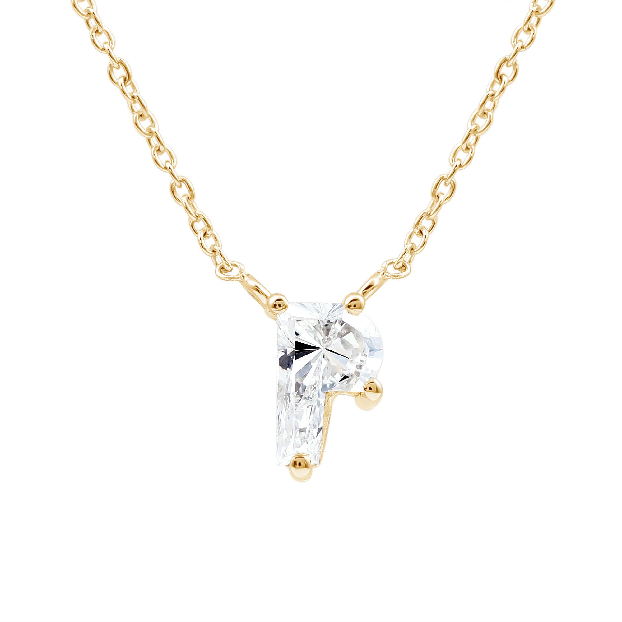 Rosec Jewels-2 Carat Lab Grown Diamond P Initial Necklace with Certificate
