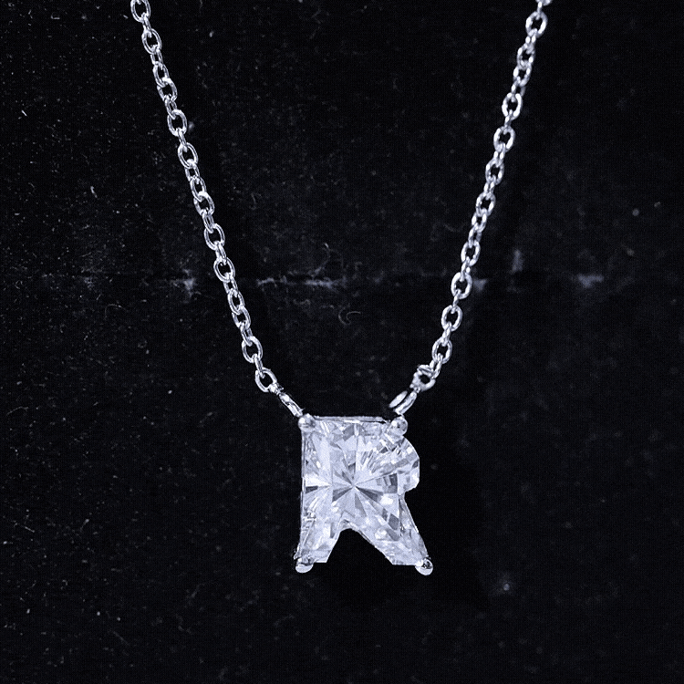 Rosec Jewels-Fancy Cut 2 Carat Lab Grown Diamond Letter R Necklace for Her