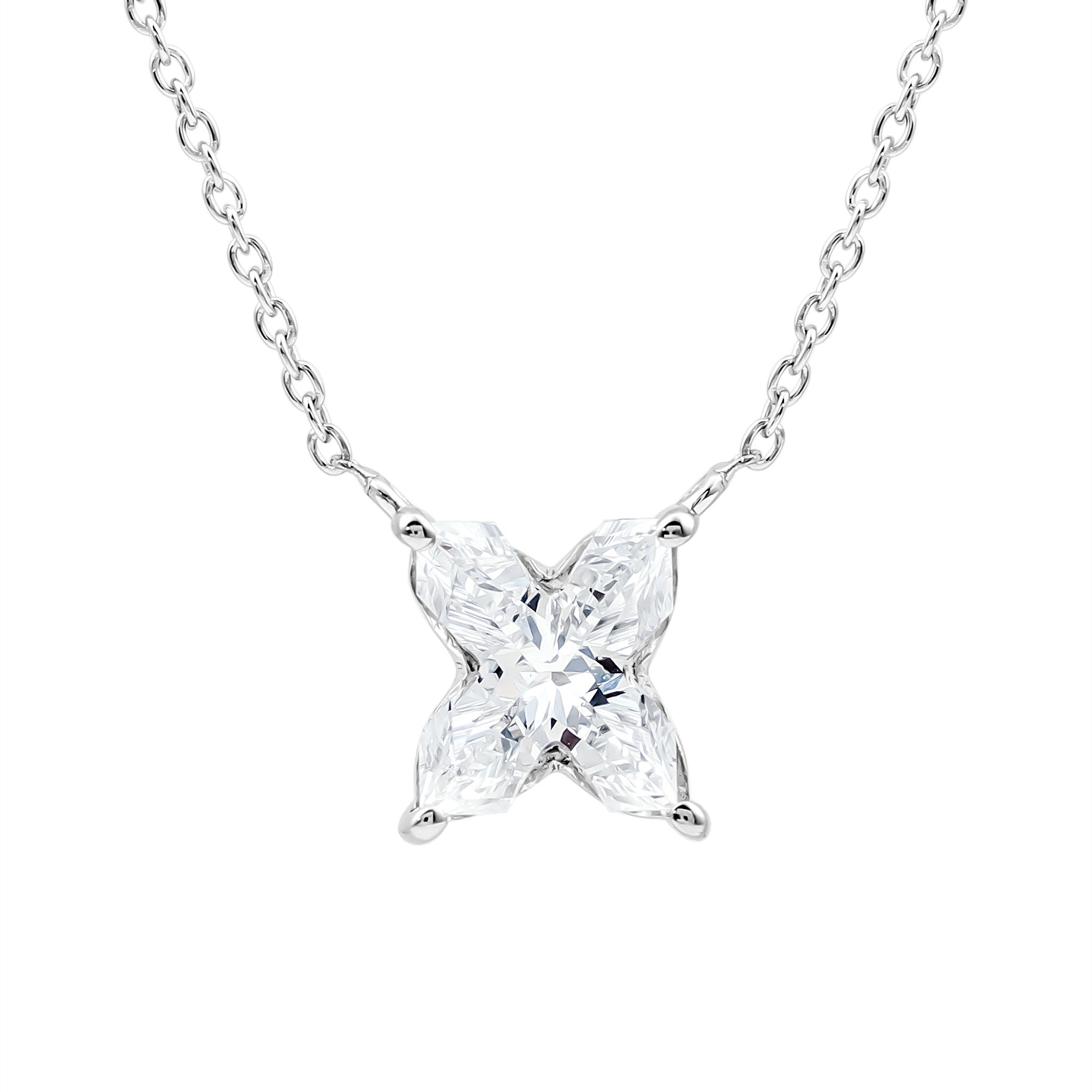 Rosec Jewels-Initial X Necklace with Certified Lab Grown Diamond 2 Carat