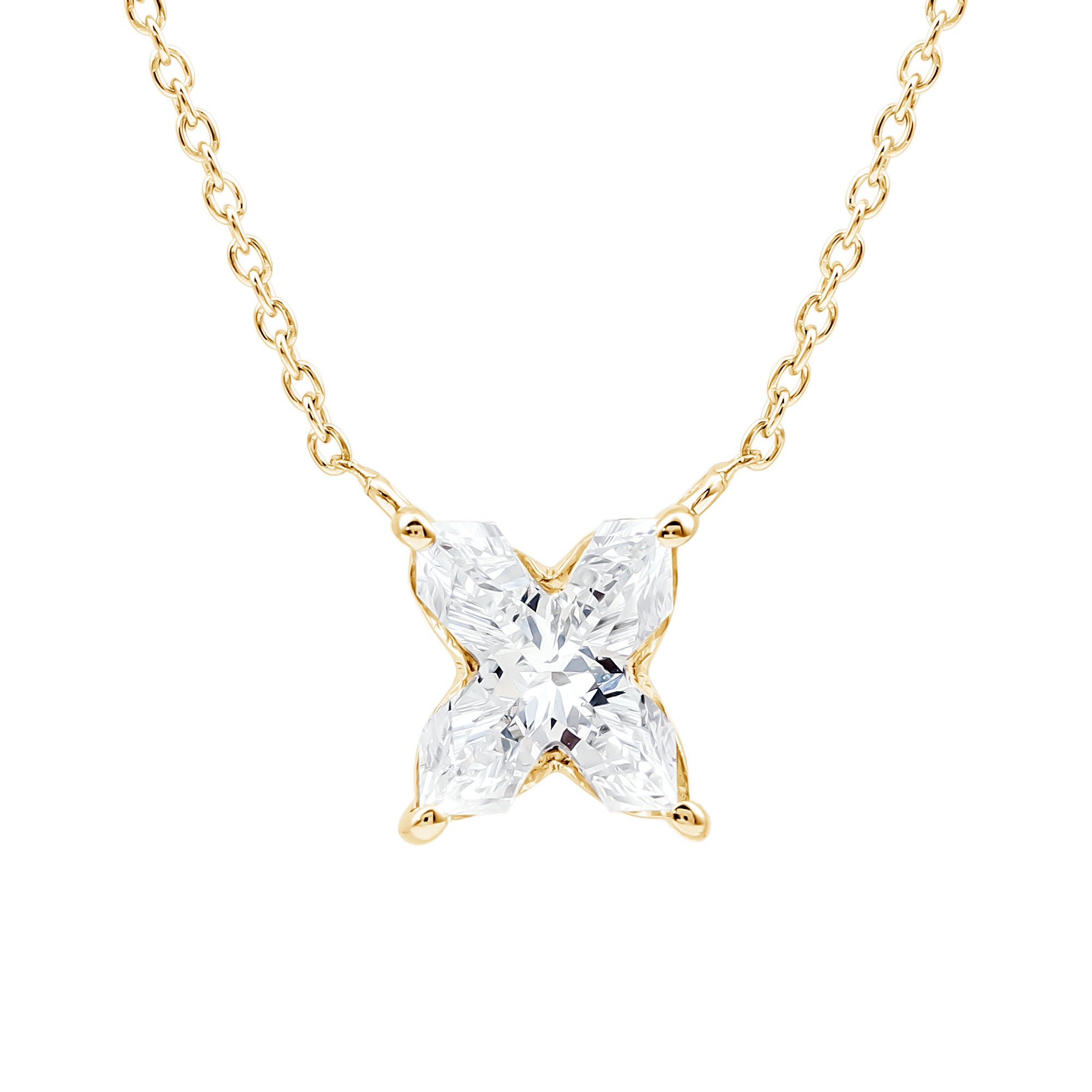 Rosec Jewels-Initial X Necklace with Certified Lab Grown Diamond 2 Carat