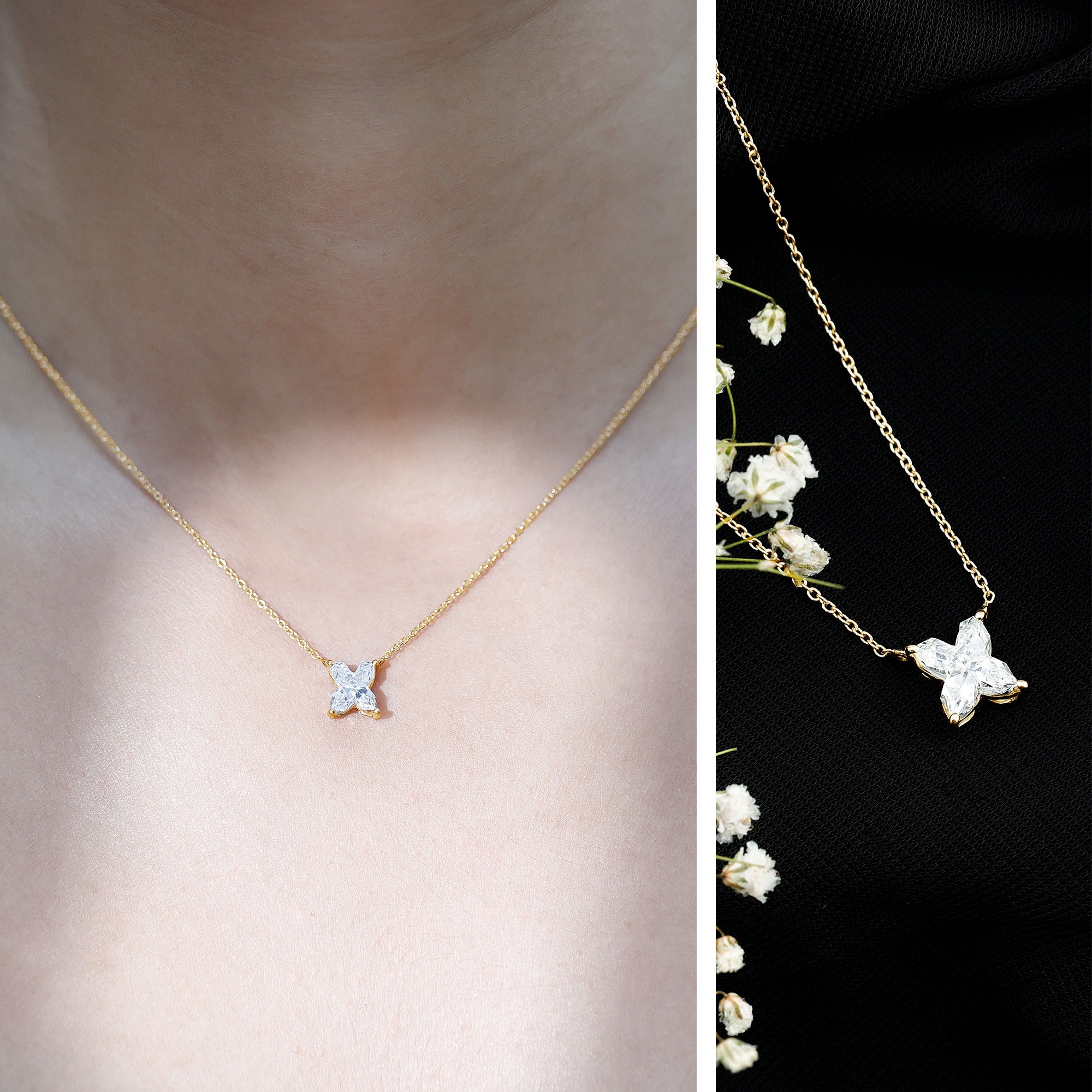 Rosec Jewels-Initial X Necklace with Certified Lab Grown Diamond 2 Carat