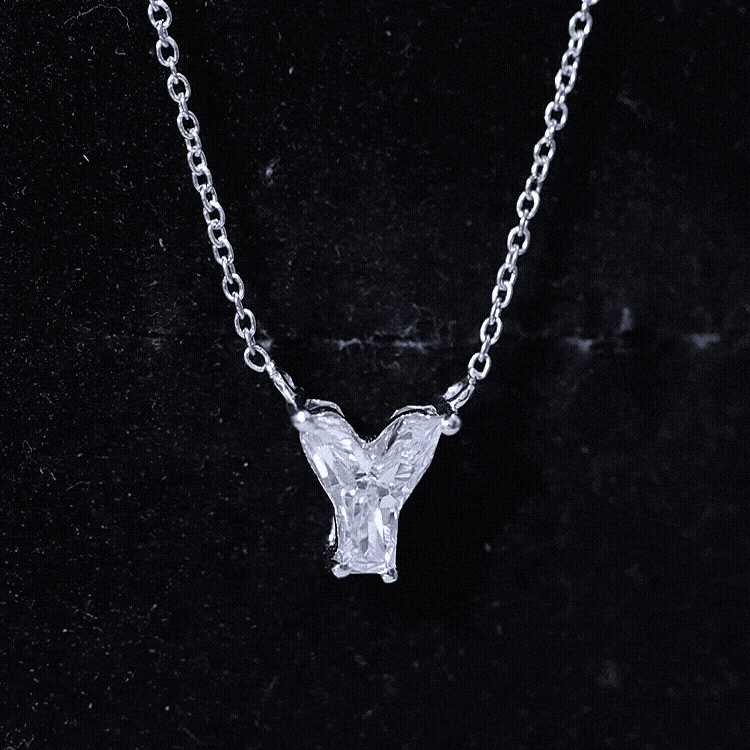 Rosec Jewels-Fancy 2 Carat Lab Created Diamond Letter Y Necklace with Chain