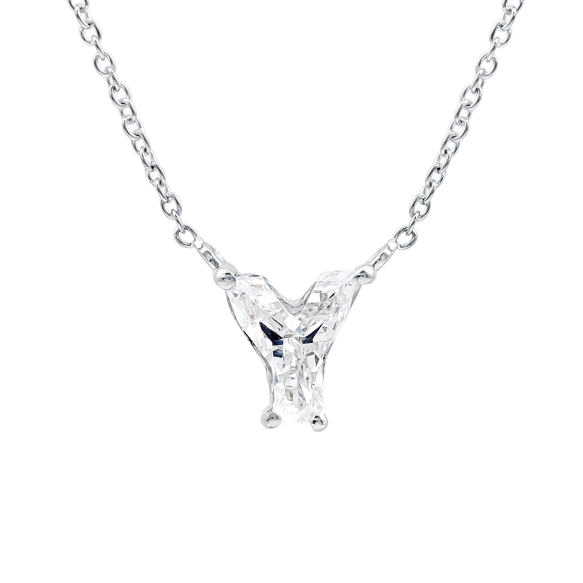 Rosec Jewels-Fancy 2 Carat Lab Created Diamond Letter Y Necklace with Chain