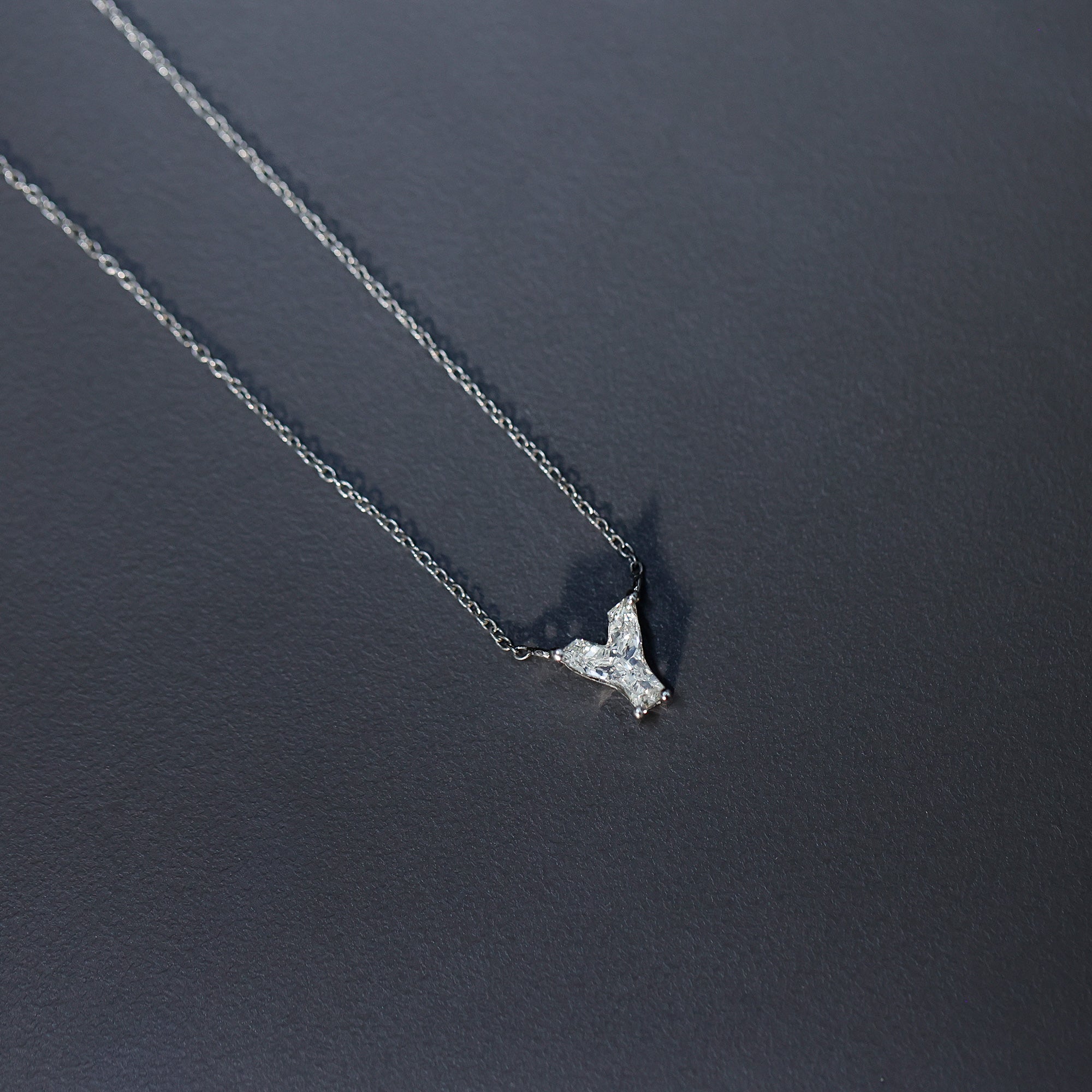 Rosec Jewels-Fancy 2 Carat Lab Created Diamond Letter Y Necklace with Chain