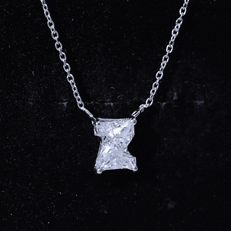 Rosec Jewels-Certified Lab Grown 2 Carat Diamond Z Initial Necklace