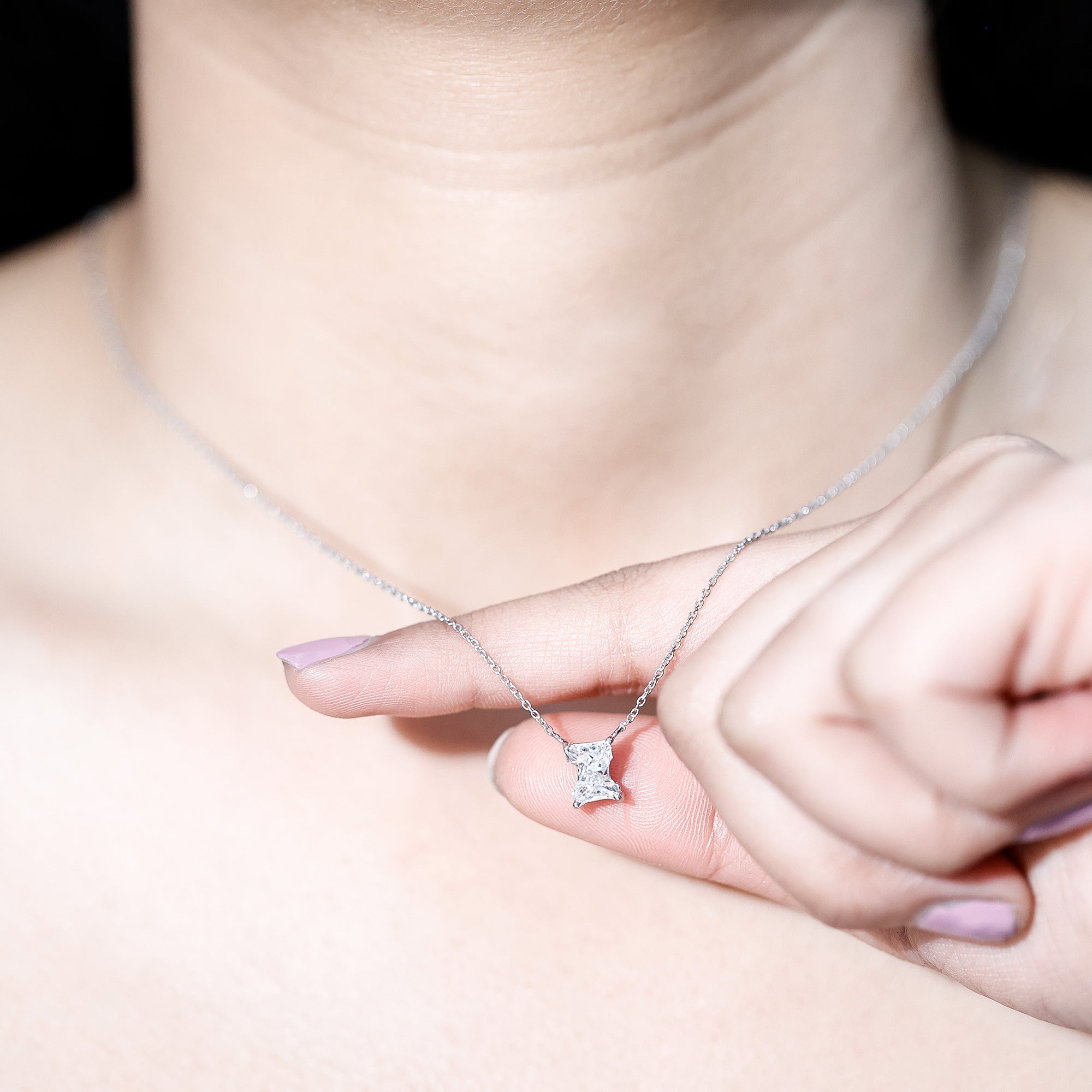 Rosec Jewels-Certified Lab Grown 2 Carat Diamond Z Initial Necklace