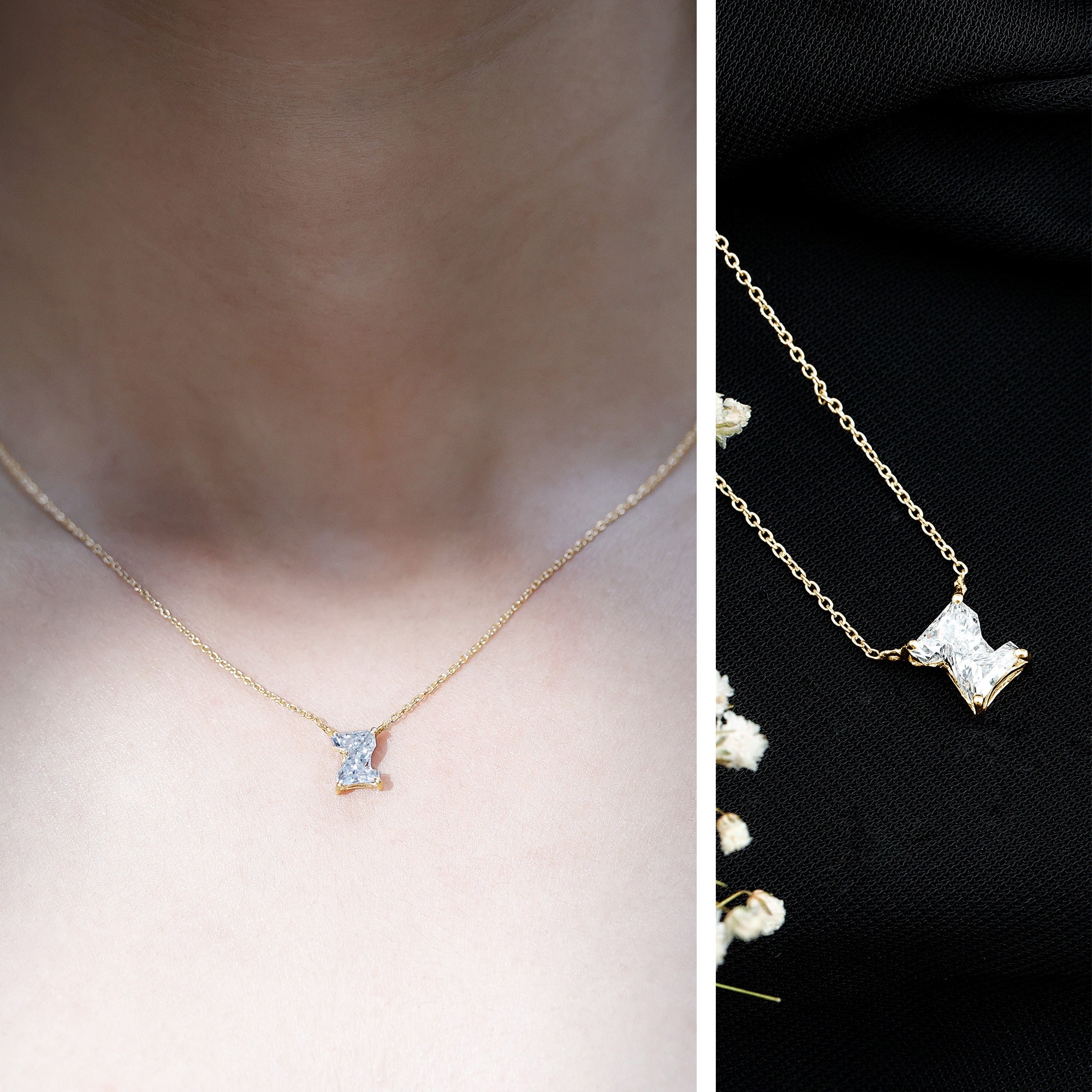Rosec Jewels-Certified Lab Grown 2 Carat Diamond Z Initial Necklace