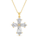 5.2 Carat Shield Shape Step Cut Lab Diamond Cross Necklace Lab - ( EF-VS ) - Rosec Jewels