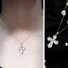 5.2 Carat Shield Shape Step Cut Lab Diamond Cross Necklace Lab - ( EF-VS ) - Rosec Jewels