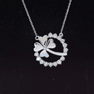 Certified Diamond Lucky 4 Leaf Necklace Natural - ( HI-SI ) - Rosec Jewels