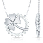 Certified Diamond Lucky 4 Leaf Necklace Natural - ( HI-SI ) - Rosec Jewels