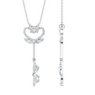 Diamond Key Necklace with Angel Wings Natural - ( HI-SI ) - Rosec Jewels