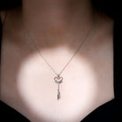 Diamond Key Necklace with Angel Wings Natural - ( HI-SI ) - Rosec Jewels