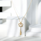 Diamond Key Necklace with Angel Wings Natural - ( HI-SI ) - Rosec Jewels
