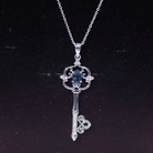 London Blue Topaz and Diamond Vintage Key Necklace AAA - Rosec Jewels