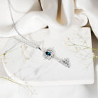 London Blue Topaz and Diamond Vintage Key Necklace AAA - Rosec Jewels