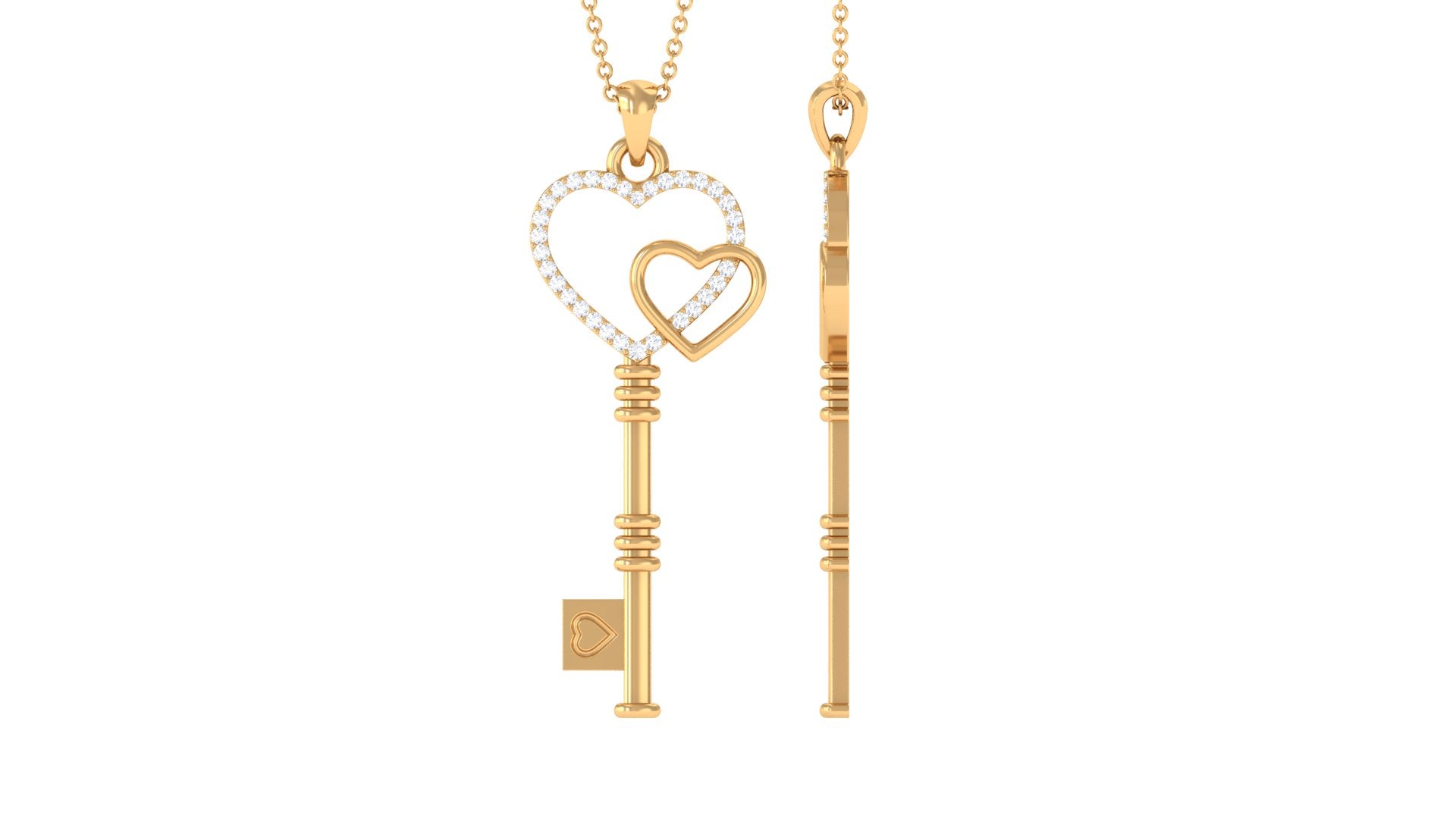 Rosec Jewels-Unique Diamond Heart Key Necklace for Women