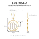 Certified Moissanite Virgo Zodiac Sign Pendant Necklace D-VS1 - Rosec Jewels