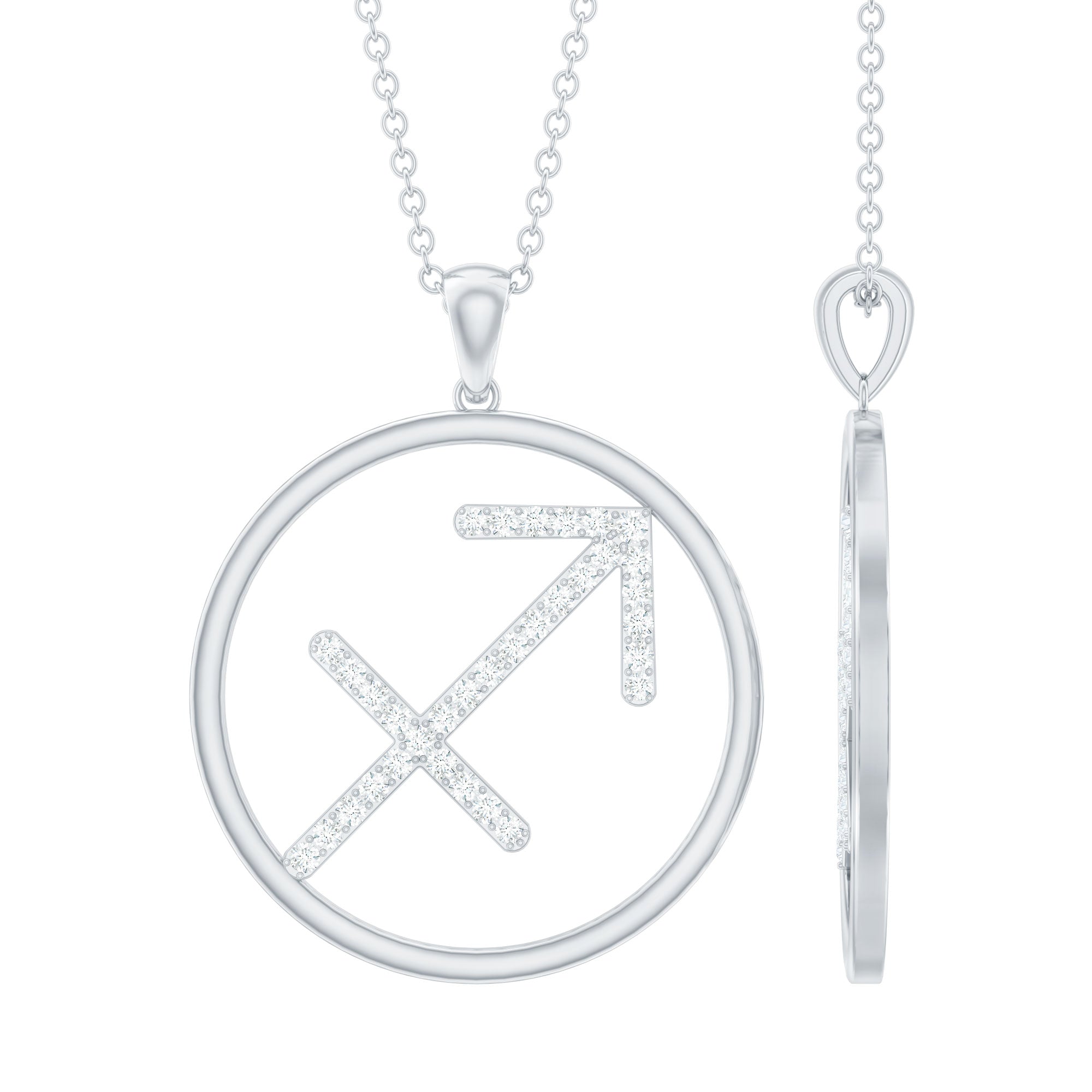 Certified Moissanite Sagittarius Zodiac Sign Necklace D-VS1 - Rosec Jewels