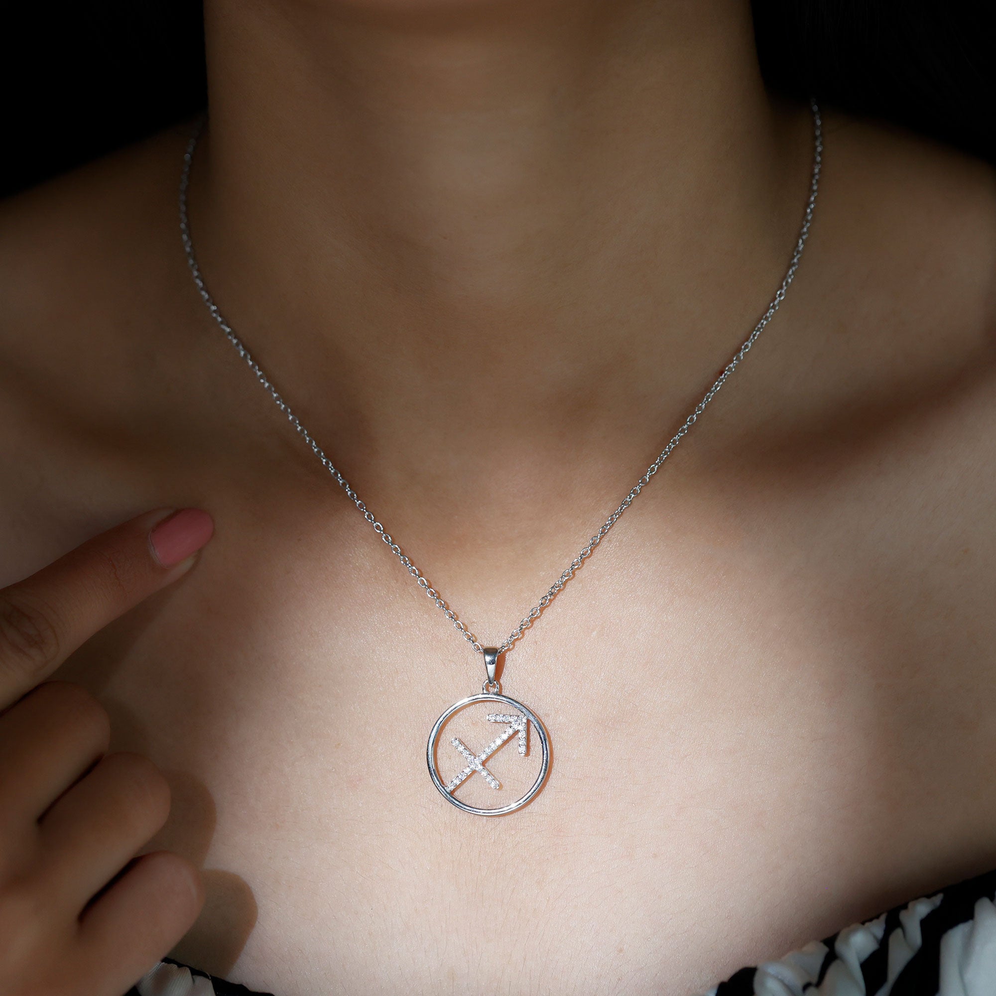 Certified Moissanite Sagittarius Zodiac Sign Necklace D-VS1 - Rosec Jewels