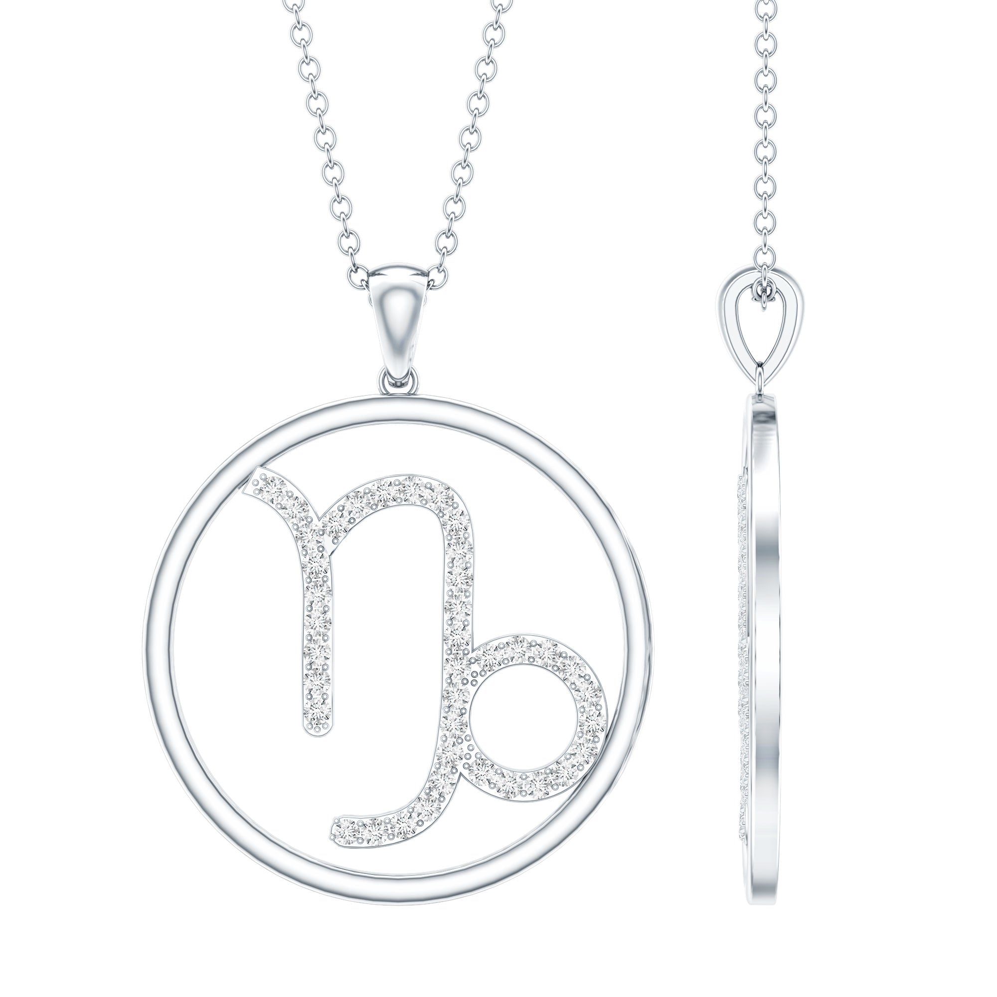 Certified Moissanite Capricorn Zodiac Necklace D-VS1 - Rosec Jewels