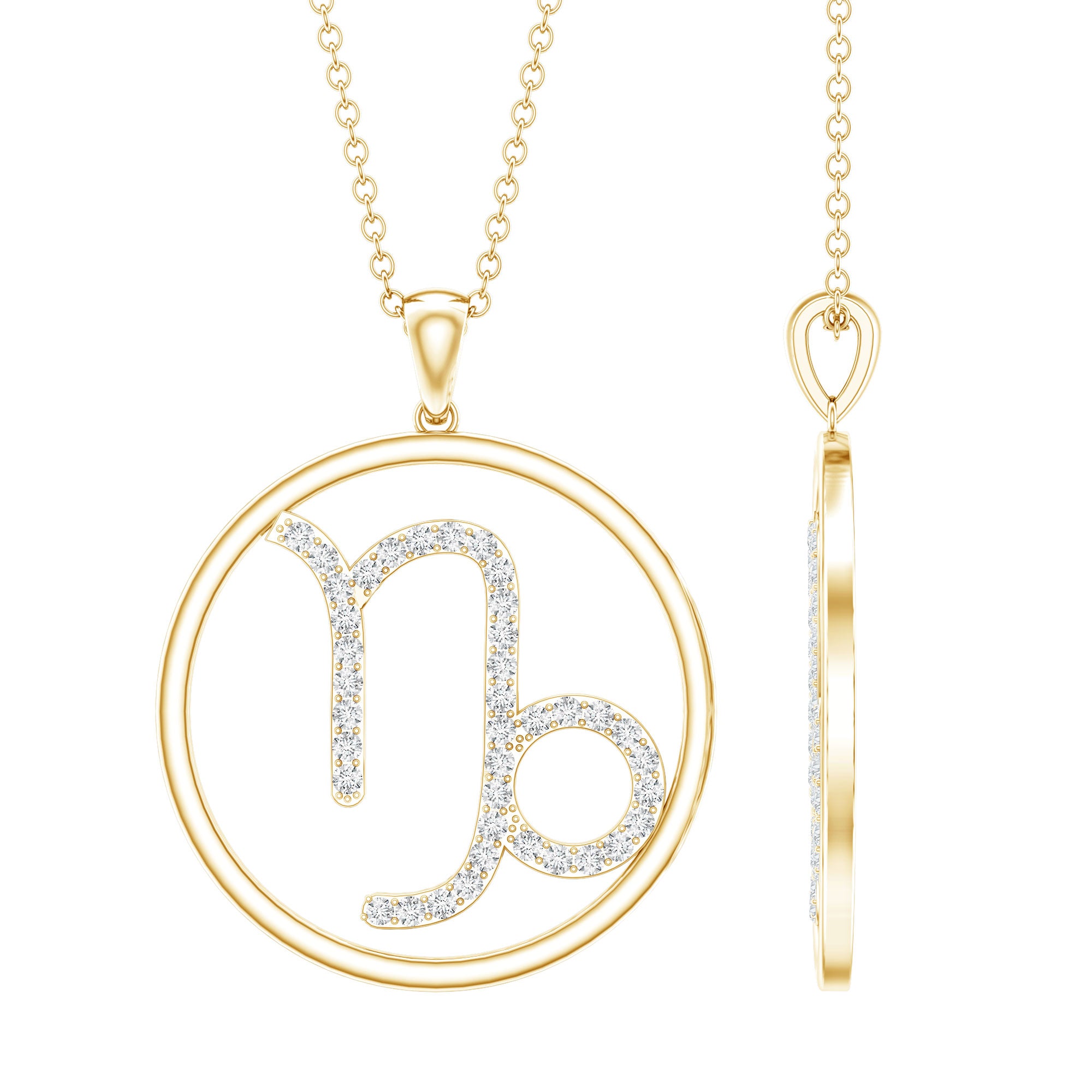 Certified Moissanite Capricorn Zodiac Necklace D-VS1 - Rosec Jewels