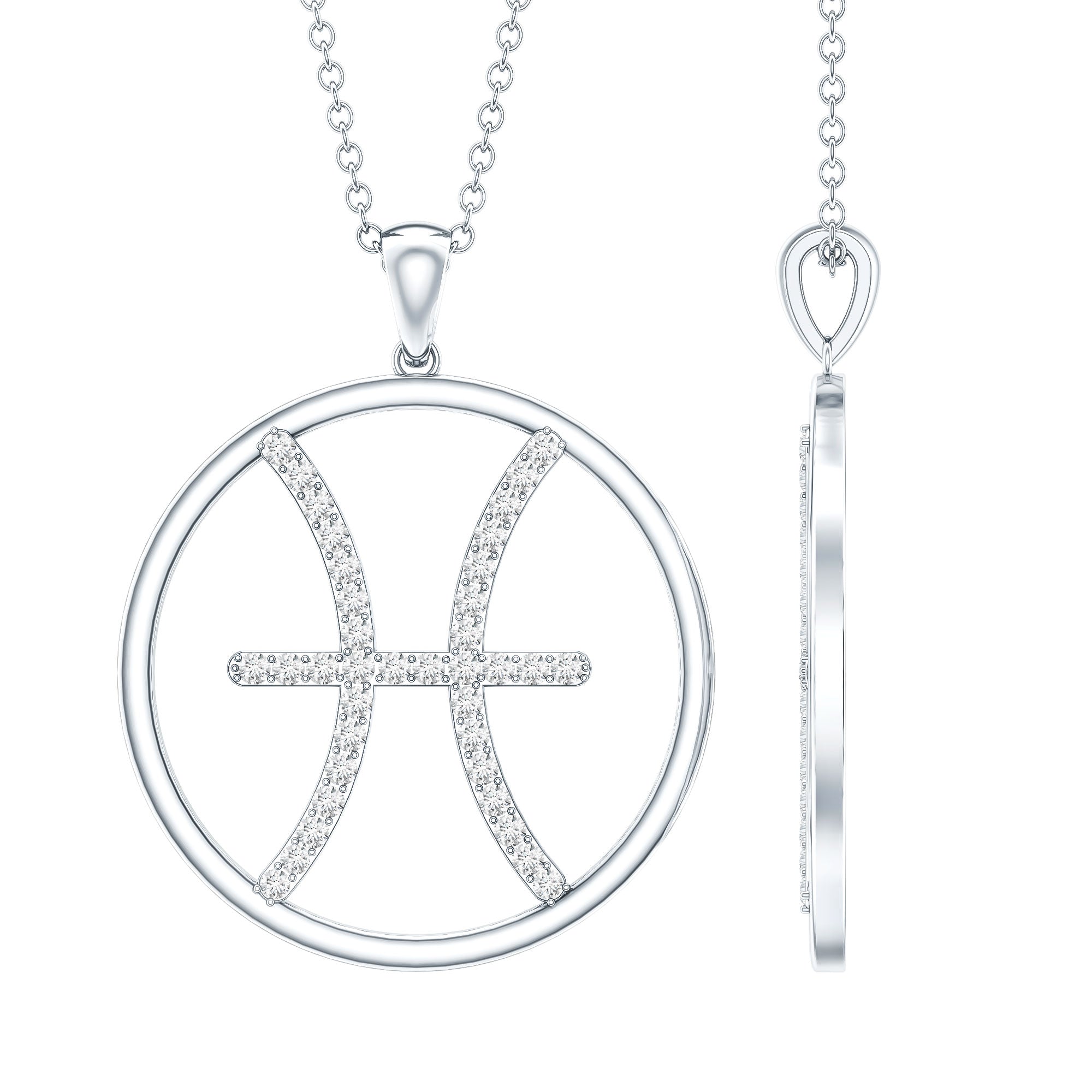 Certified Moissanite Pisces Zodiac Sign Pendant Necklace D-VS1 - Rosec Jewels