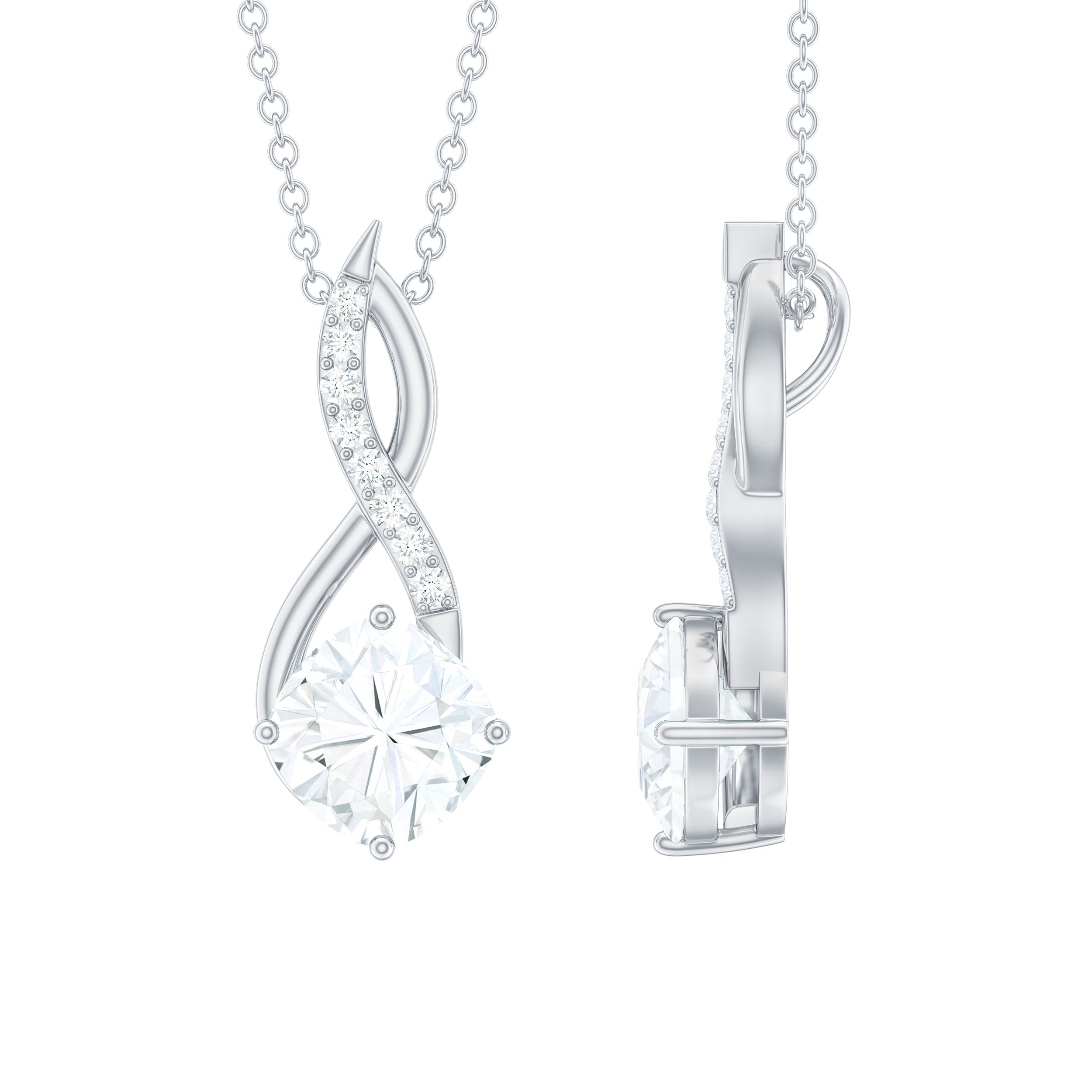 Certified Cushion Cut Cubic Zirconia Infinity Necklace for Women