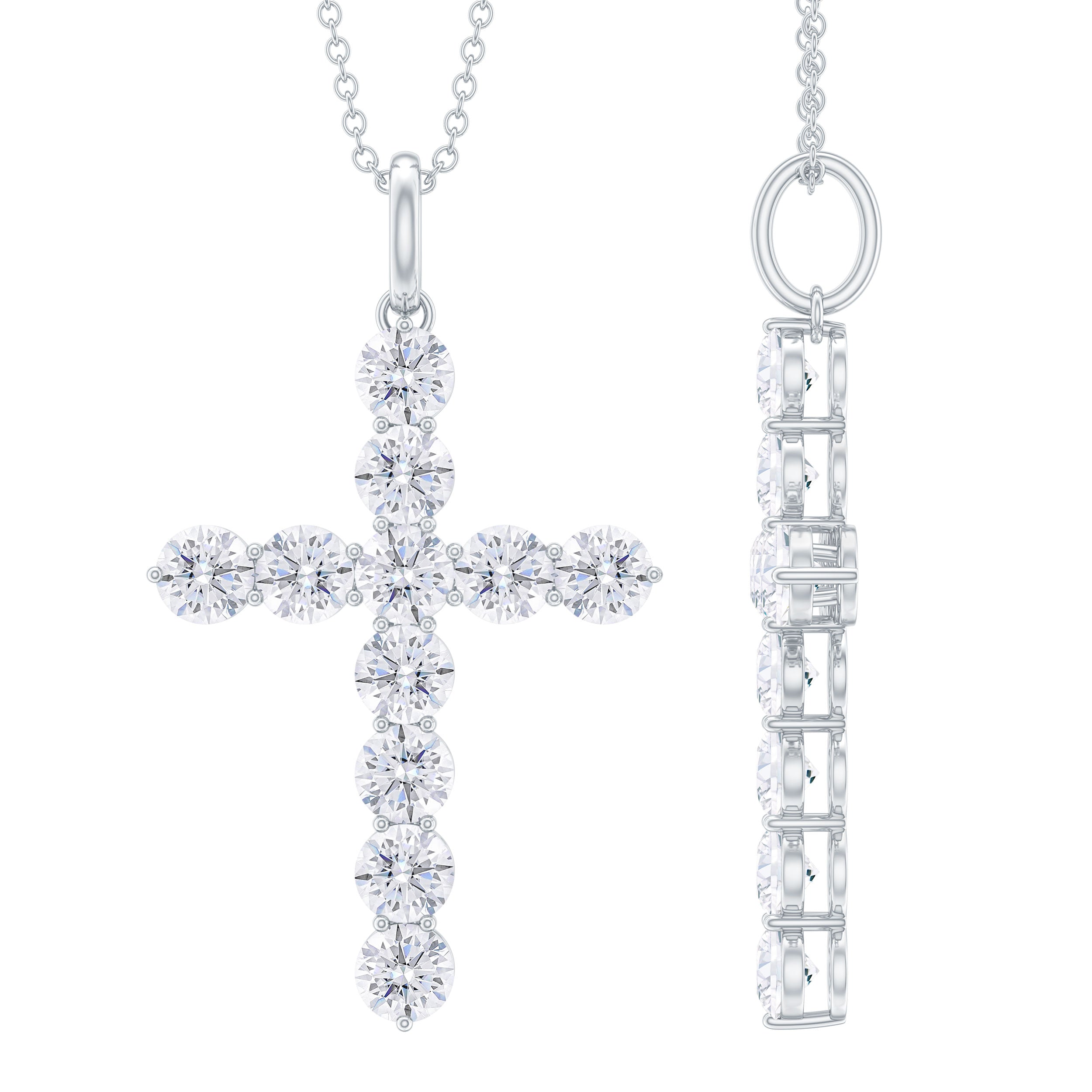 Certified Zircon Simple Cross Pendant Necklace Zircon - ( AAAA ) - Quality - Rosec Jewels