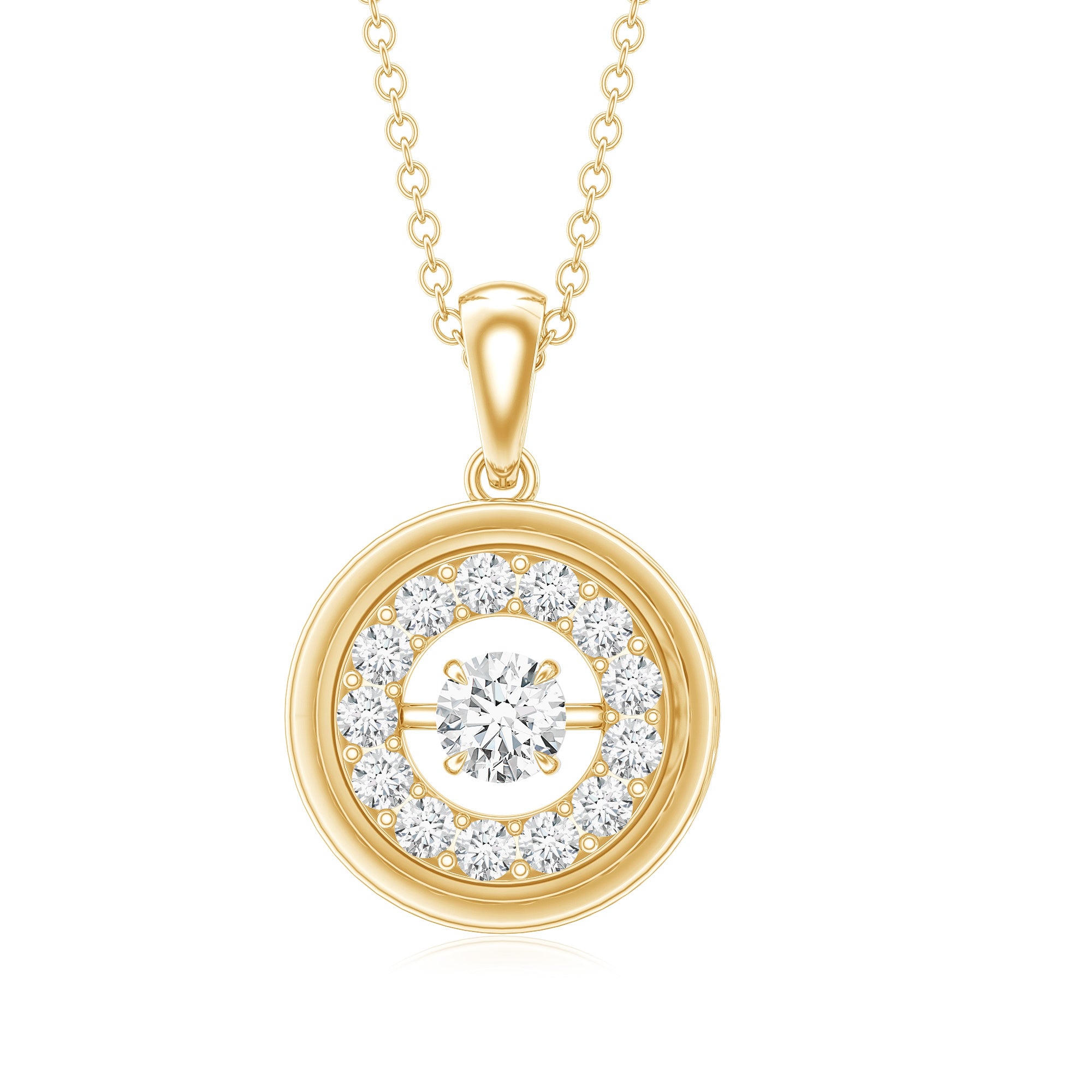 Certified Moissanite Classic Halo Pendant D-VS1 - Rosec Jewels