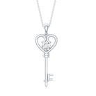 Certified Moissanite Heart and Key Pendant Necklace D-VS1 - Rosec Jewels